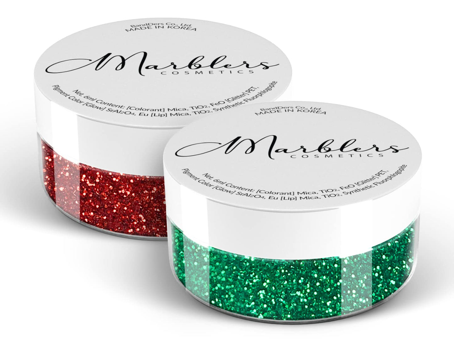 MARBLERS Twinkle Face & Body Glitter Duo [Santa Red & Christmas Green] 0.36oz (10g) | Non-Toxic | Cruelty-Free | Eyeshadow, Nail Polish, Nail Art | Beauty & Personal Care MARBLERS