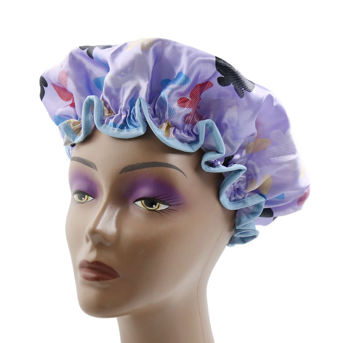 Ruilogod Purple Polyester Dual Layer Waterproof Elastic Shower Bath Salon Hair Cap Hat (id: 32d 432 c9b 3e6 44a Beauty and Personal Care Ruilogod