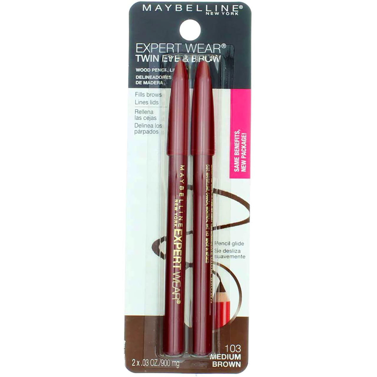 Maybelline Expert Eyes Twin Brow & Eye Pencils, Medium Brown [103], 0.06 oz (Pack of 6) Beauty & Personal Care MAYBELLINE