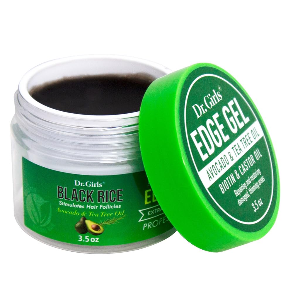 Dr. Girls Rice Water Edge Gel - Extra Mega Hold for Cornrows, Locs & Twists with Biotin, Castor Oil 3.5oz (Avocado & Tea Tree Oil) Beauty & Personal Care Dr.Girls