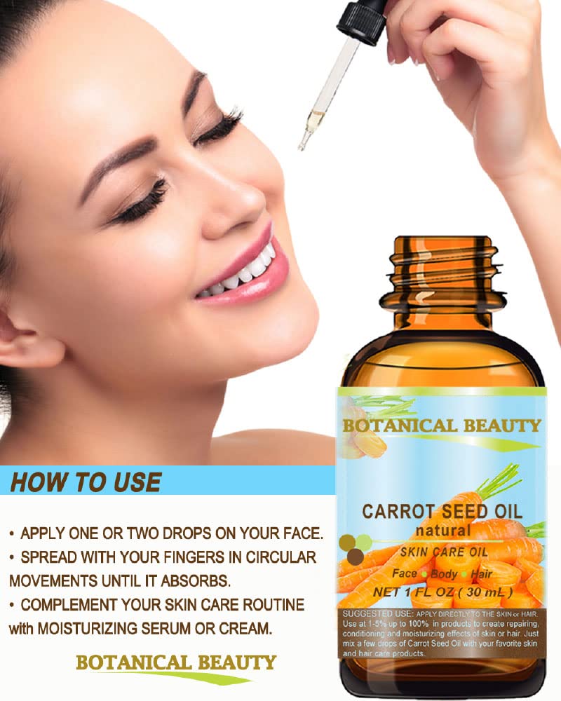 CARROT SEED OIL 100 % Natural Cold Pressed Carrier Oil. 0.5 Fl.oz.- 15 ml. Skin, Body, Hair and Lip Care. "One of the best oils to rejuvenate Beauty & Personal Care Botanical Beauty