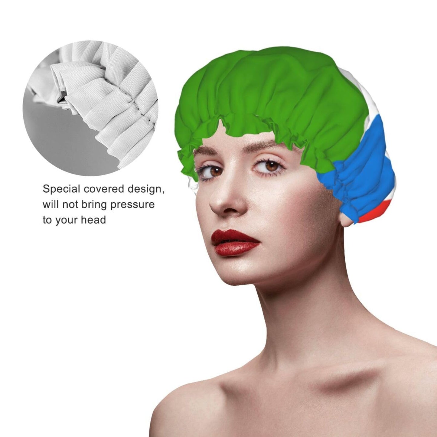 Equatorial Guinea Flag Prints Shower Cap Double Layer Lined Waterproof Bathing Shower Hat Beauty and Personal Care Hayyett