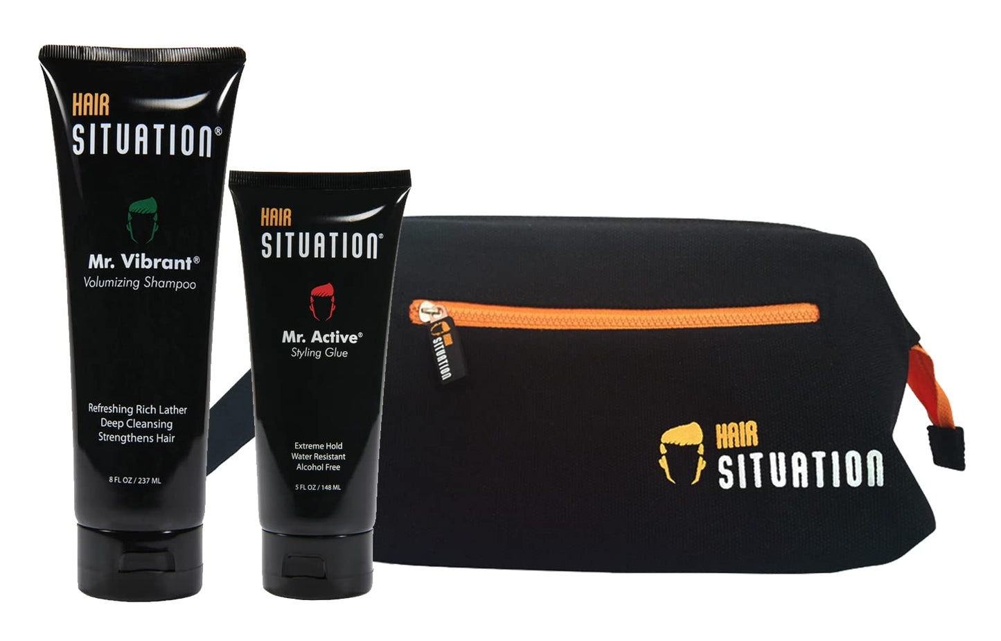 Hair Situation Mr. Active Styling Glue, Mr. Vibrant Volumizing Shampoo & Toiletry Bag (Styling Glue & Shampoo) Beauty & Personal Care Hair Situation