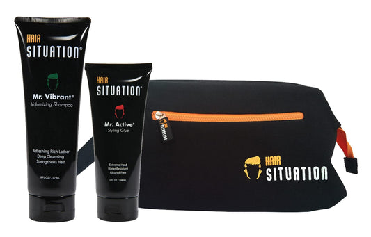 Hair Situation Mr. Active Styling Glue, Mr. Vibrant Volumizing Shampoo & Toiletry Bag (Styling Glue & Shampoo) Beauty & Personal Care Hair Situation