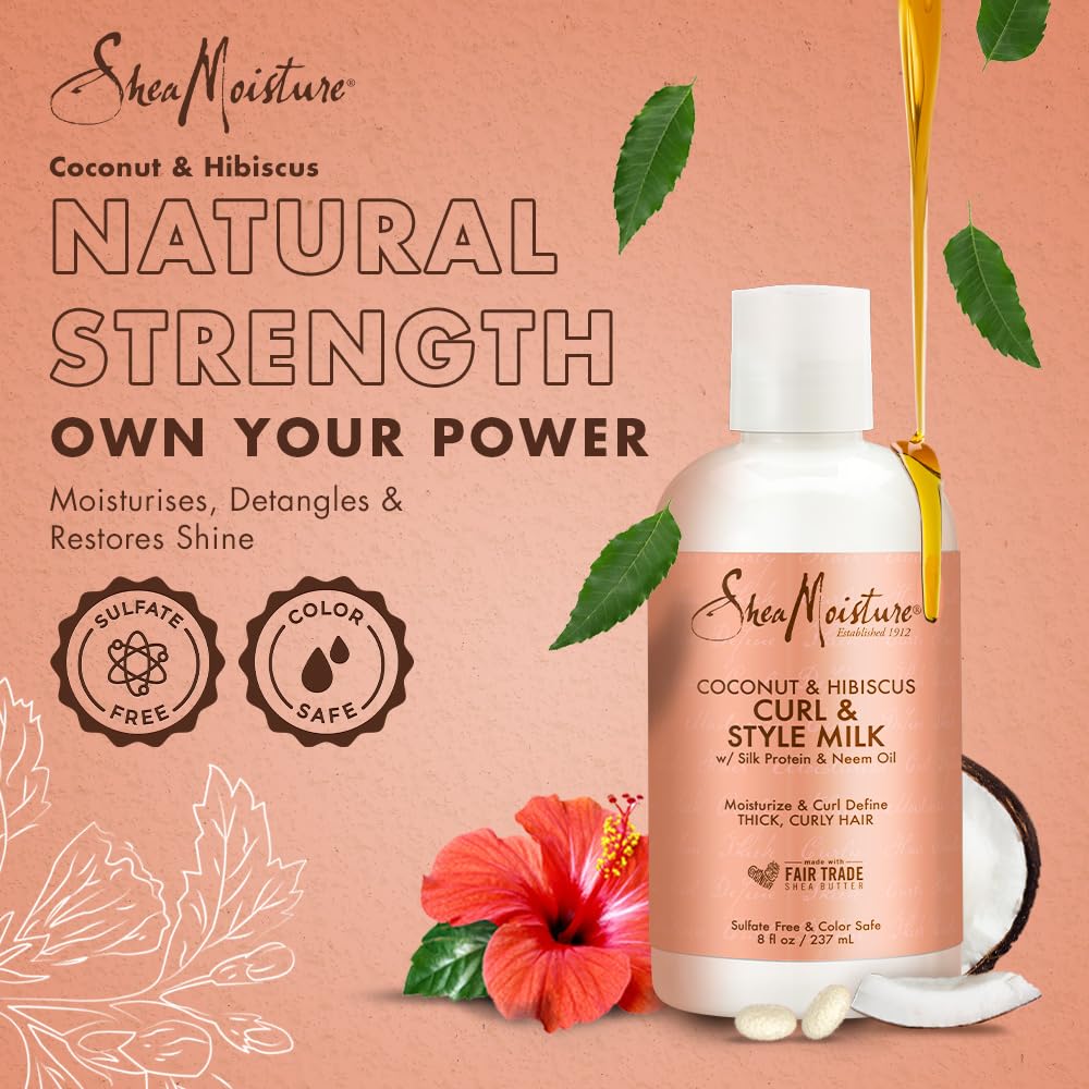 Shea Moisture Coconut & Hibiscus Curl & Style Milk 8 Ounce (235ml) (6 Pack) Beauty & Personal Care Shea Moisture