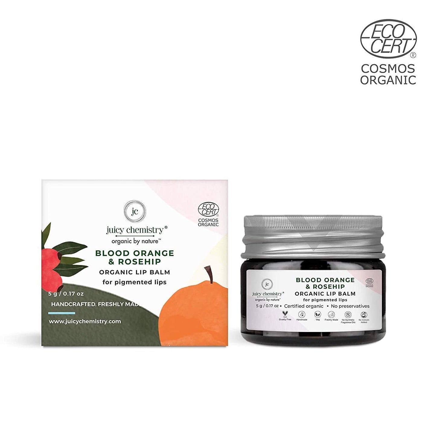 Dharma Juicy Chemistry Blood Orange & Rosehip Organic Lip Balm For PiGmented & Chapped Lips, 5 Gm Beauty and Personal Care Dharma