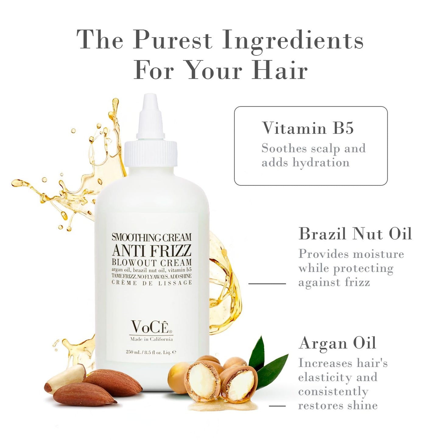 VoCÊ Haircare Natural Smoothing Blowout Cream | Anti-Frizz Blowout Cream with Frizz Control and Heat Protection | Vegan, Non-Toxic, Cruelty-Free Beauty & Personal Care VOCE HAIRCARE