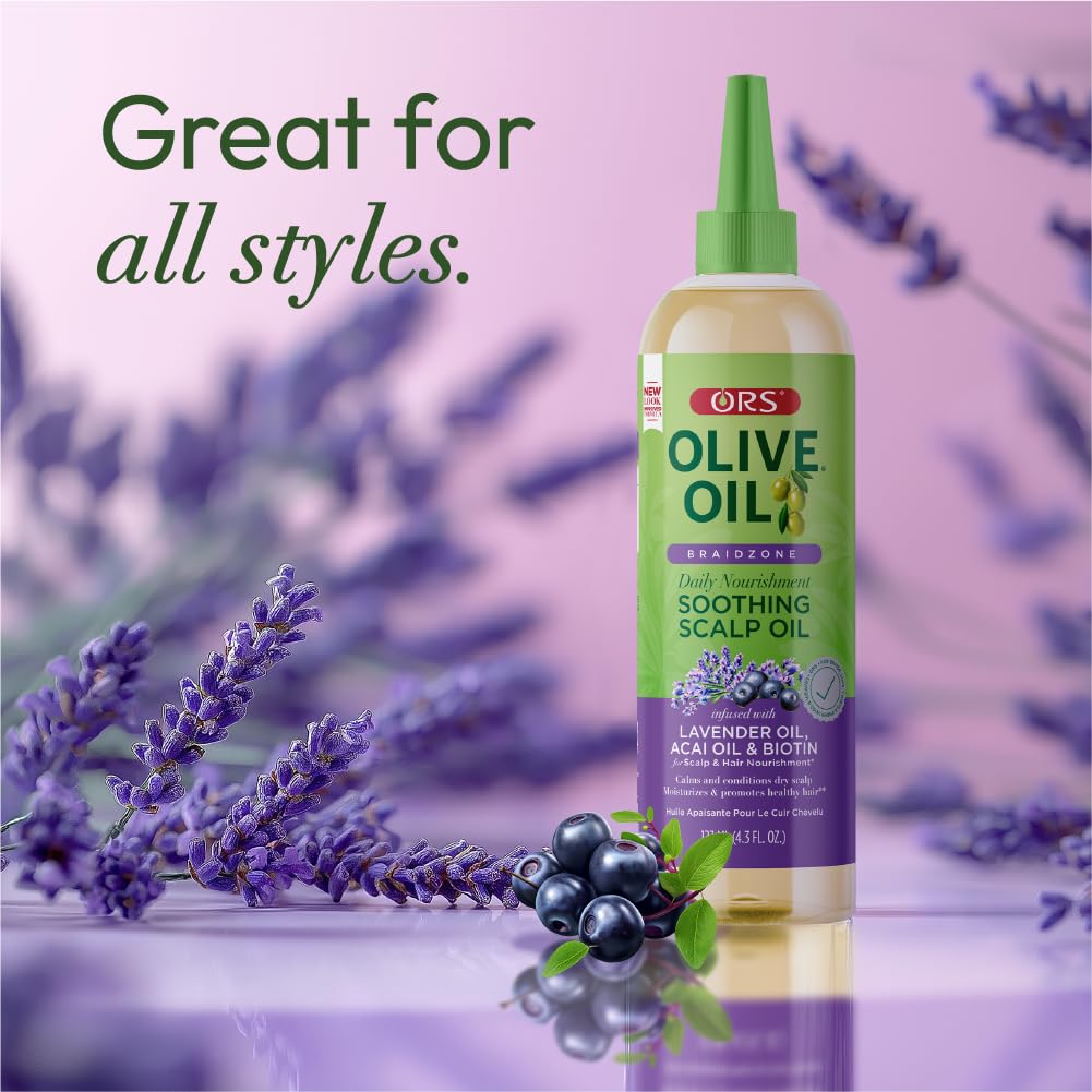 ORS Olive Oil Braidzone Soothing Scalp Oil with Lavender, Acai & Biotin for Nourishment 4.3 oz (Pack of 3) Beauty & Personal Care ORS