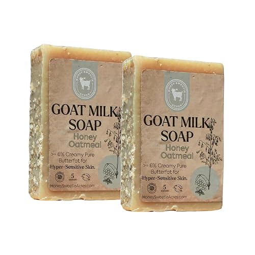 Honey Sweetie Acres 2-Pack Honey Oatmeal Goat Milk Soap - Handmade 5 oz Bar, Made with Natural Ingredients, Moisturizing & Gentle, Made in the USA Beauty & Personal Care Honey Sweetie Acres