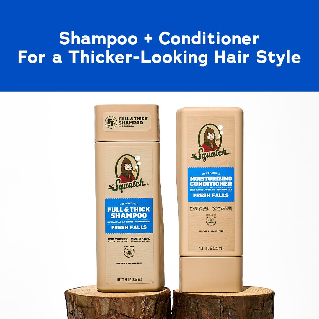Dr. Squatch Full + Thick Men's Shampoo and Conditioner Set - For Fuller, Thicker-Looking Hair - Natural Shampoo and Conditioner for Men - Fresh Falls Beauty & Personal Care Dr. Squatch