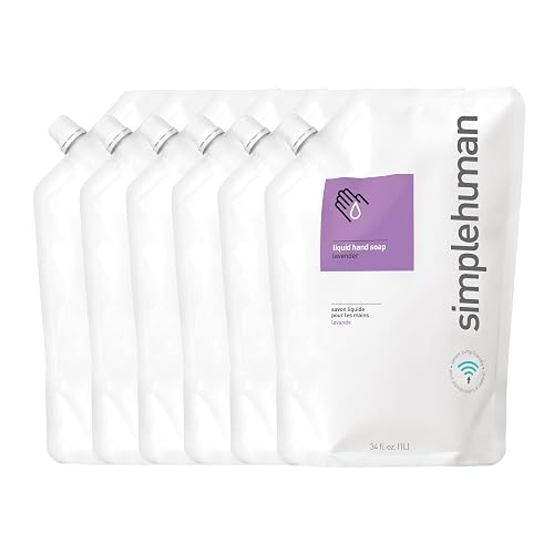 simplehuman Lavender Moisturizing Liquid Hand Soap Refill Pouch, 34 Fl. Oz, Pack of 6 Beauty & Personal Care simplehuman