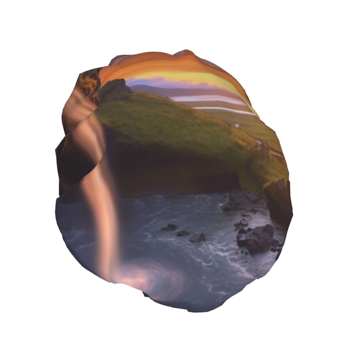 Waterfall at Sunset Shower Cap for Women Men Large Reusable Shower Bonnet Double-Layer Waterproof Bath Caps Elastic Band Hair Hat for All Hairstyles Beauty and Personal Care BWLHJKE
