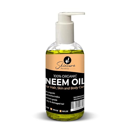 SKINCARE SUNDAY 100% Organic Neem Oil - Pure & Organic, Premium Quality for Hair, Skin, and Body Care (8 FL OZ) Beauty & Personal Care SKINCARE SUNDAY