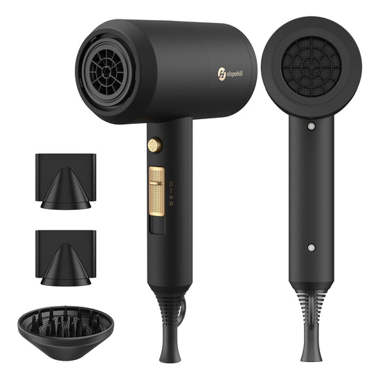 slopehill Professional Ionic Hair Dryer, Powerful 1800W Fast Drying Low Noise Blow Dryer with 2 Concentrator Nozzle 1 Diffuser Attachments for Home Beauty and Personal Care slopehill Default Title