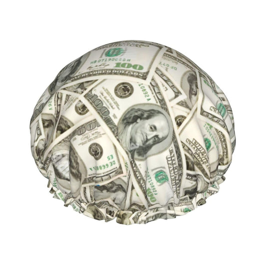 100 Dollar Money Shower Cap For Women Reusable Waterproof Double Layers Bath Cap Hair Protection Elastic Ladies Spa Salon Shower Hat Beauty and Personal Care YUZEKABZ