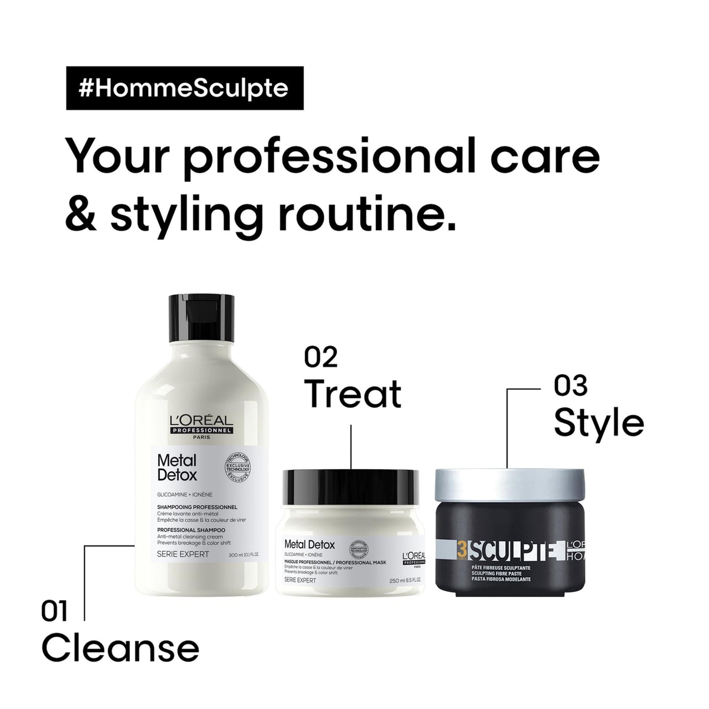 L'Oréal Professionnel Paris Men’s Sculpting Paste - Provides Light and Flexible Hold, Shiny Finish, For All Hair Types Beauty & Personal Care L'Oréal Professionnel Paris