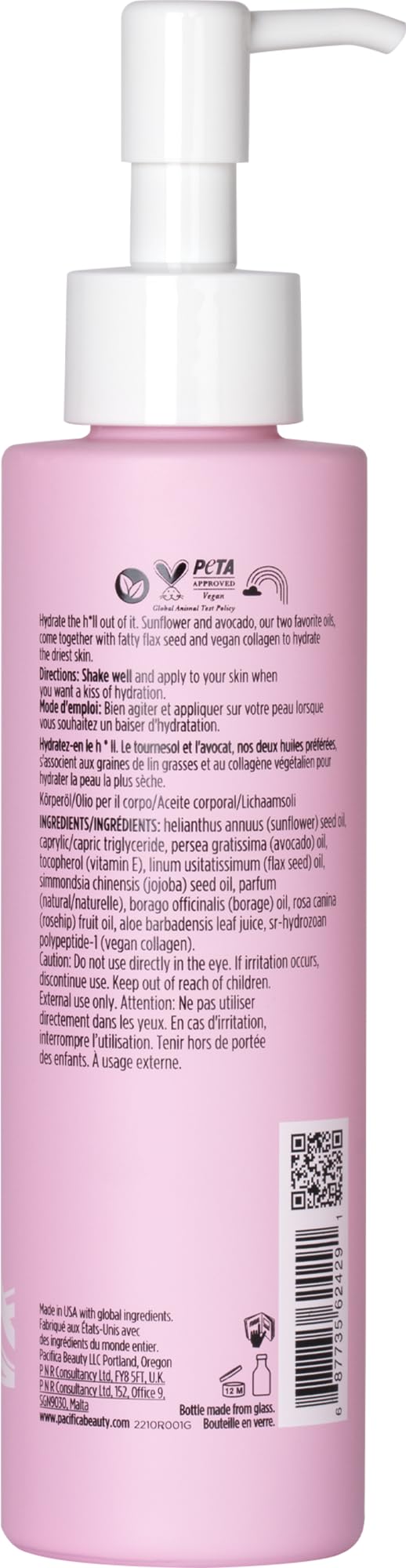 Pacifica Vegan Collagen Body Oil - Moisturizing, Hydrating Massage for Dry Skin, Soft & Radiant Glow, Jasmine Scent, 4 fl oz Beauty & Personal Care Pacifica