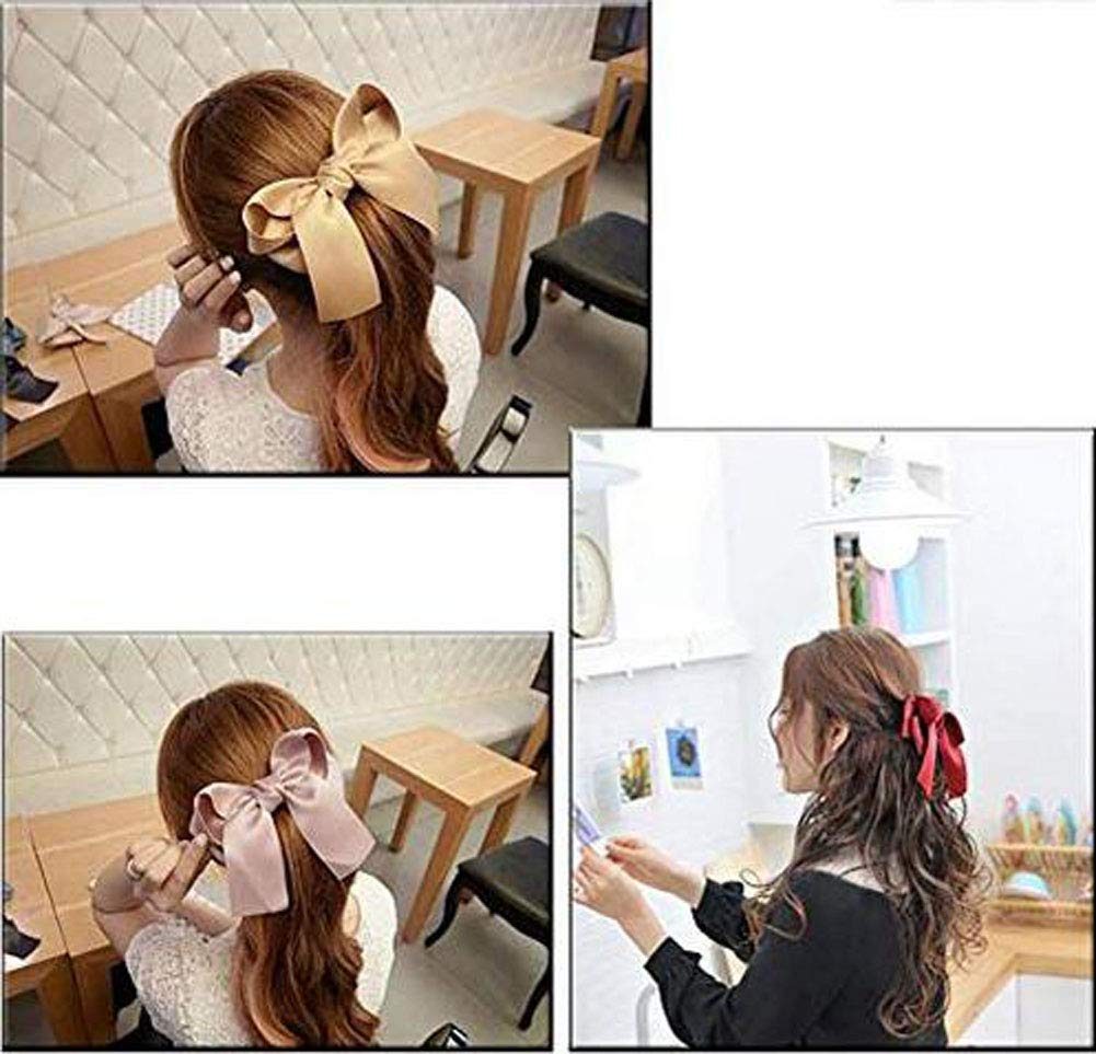Set of 8 Big Satin Solid Ribbon French Barrette Large Big Huge Soft Silky Hair Bow Clip Bow Hair Clips Women Barrettes Beauty & Personal Care Suoirblss