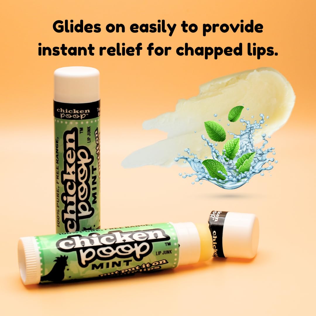 Chicken Poop Lip Balm Simone Chickenbone Mint Duo Moisturizer for Dry Chapped Lips, 0.15 oz, Pack of 2 Beauty and Personal Care Simone Chickenbone
