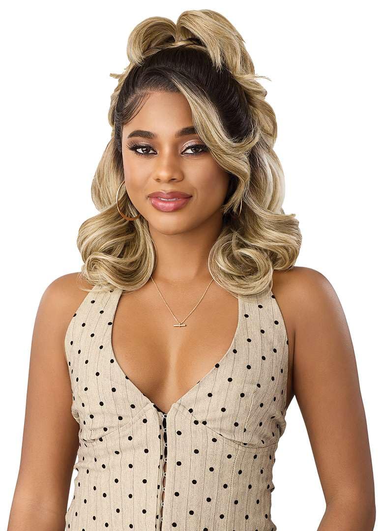 Outre Lace Front Wig - Perfect Hair Line 13X6 - NUEBLEND - Human Hair Blend - Body Wave 14" (NATURAL BROWN)