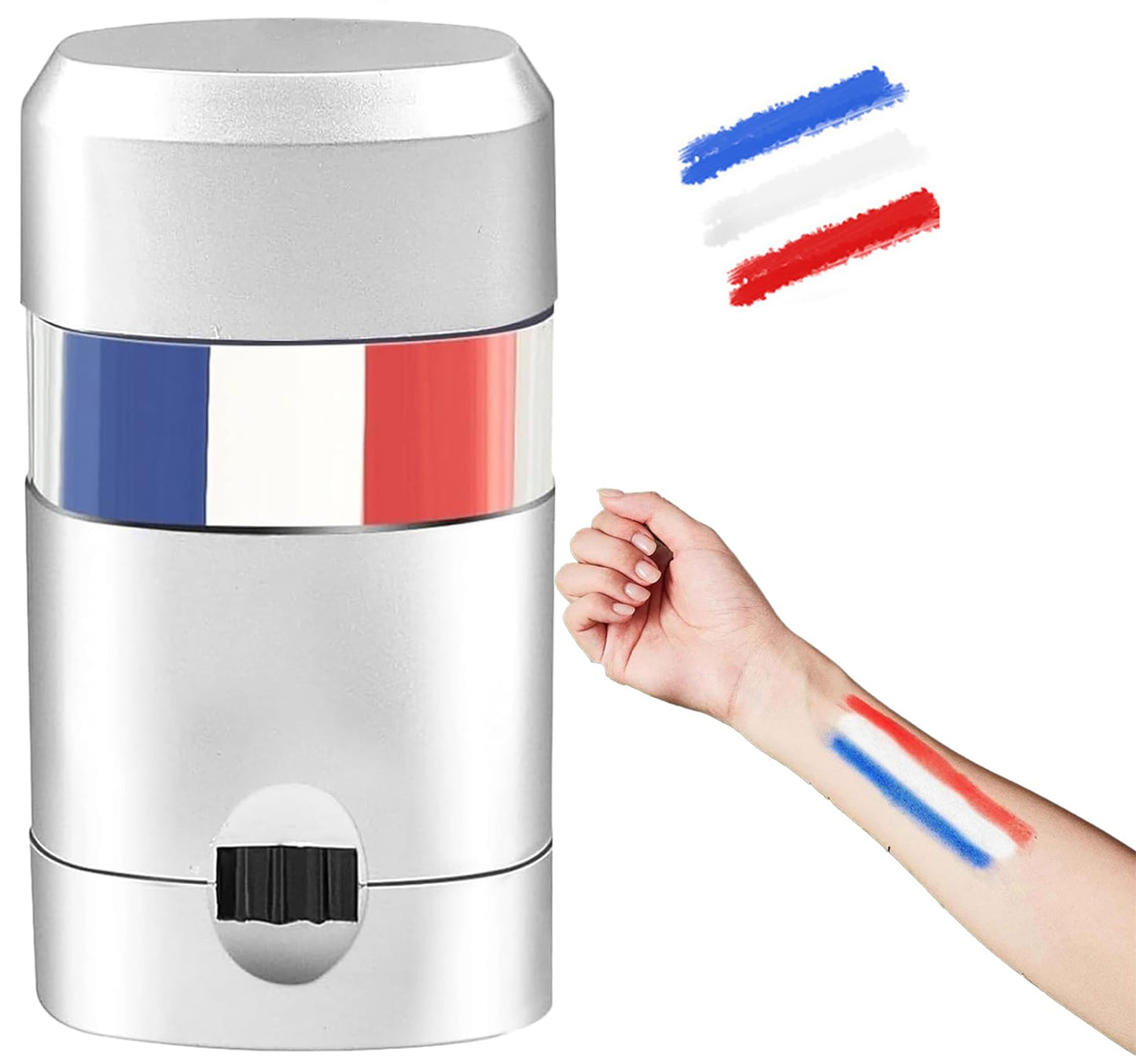 1 Set Blue White Red Stick Face Paint, Patriotic 4th of July Face Paint, Flag Face Paint, Stripe Fan Brush Stick for Cosplay, Party, Sports Makeup Beauty & Personal Care RANYUNSYZ