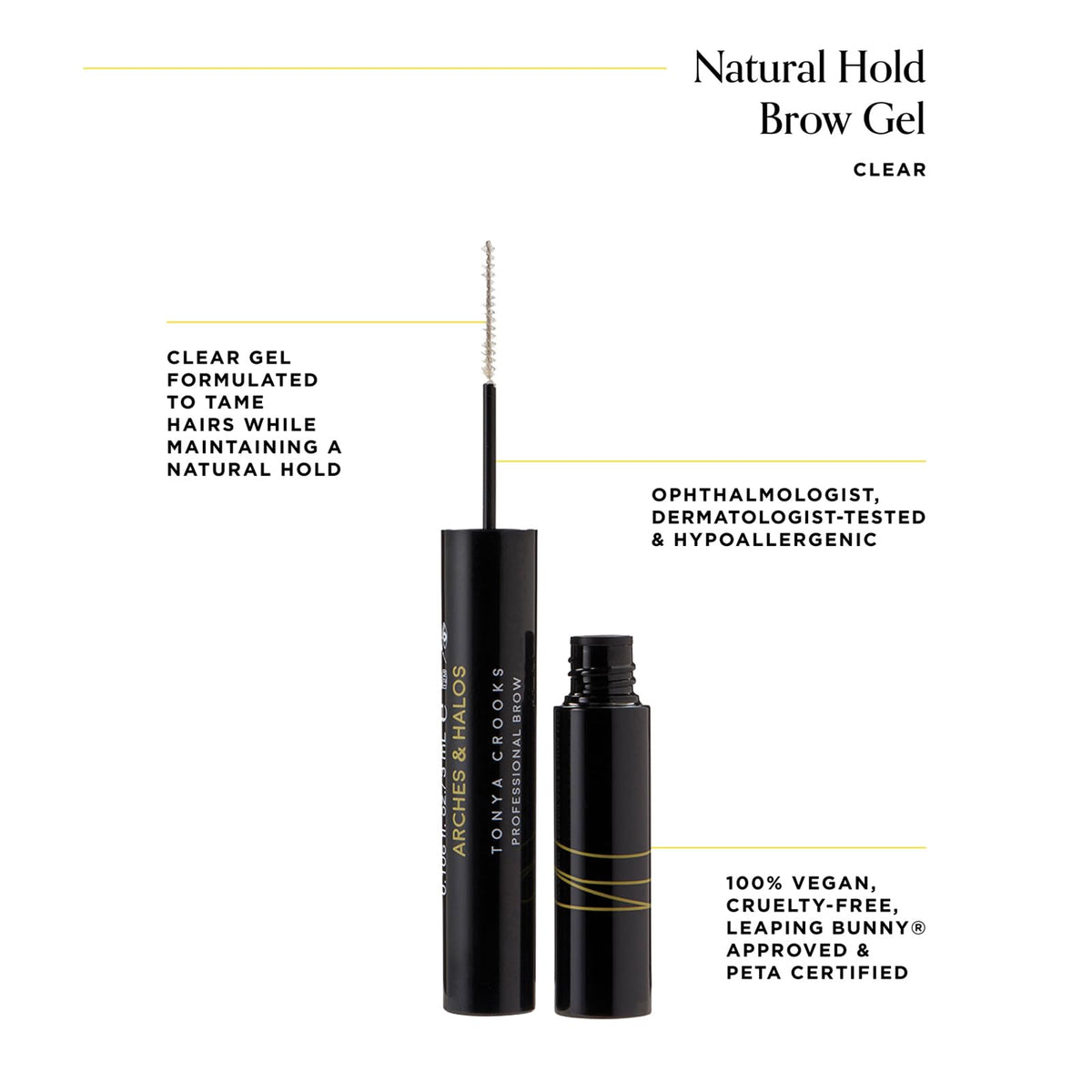 Arches & Halos Natural Hold Brow Gel - Coat and Condition Brows - Vegan and Cruelty Free Makeup - Clear, 0.1 oz Beauty & Personal Care Arches & Halos