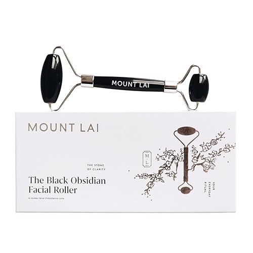 Mount Lai Warming Black Obsidian Facial Roller - The Stone of Clarity, Detoxifying Face Roller Tool for Purified Skin, Relaxation & Improved Beauty & Personal Care Mount Lai
