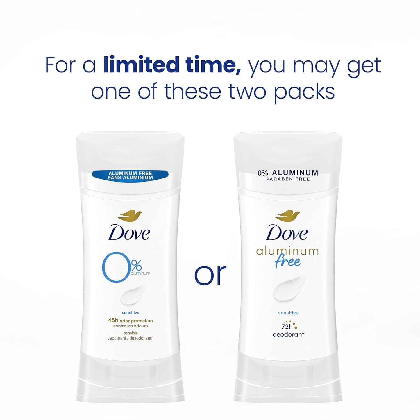 Dove Aluminum Free Deodorant for Women 3 Count Sensitive 72 hour odor protection 2.6 oz Beauty and Personal Care Dove