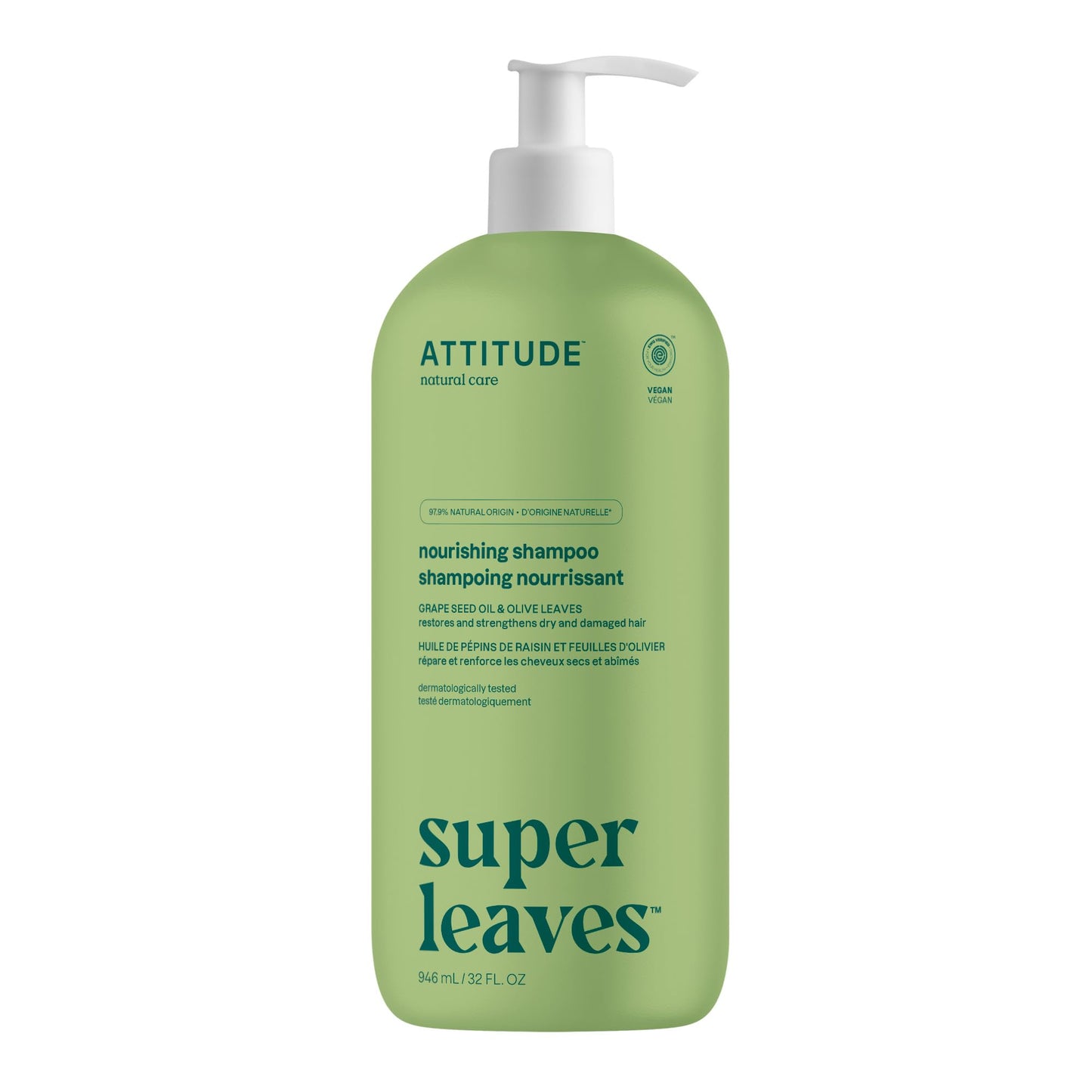 ATTITUDE Nourishing Hair Shampoo, EWG Verified, For Dry and Damaged Hair, Naturally Derived Ingredients, Vegan and Plant Based, Grapeseed Oil Beauty & Personal Care ATTITUDE