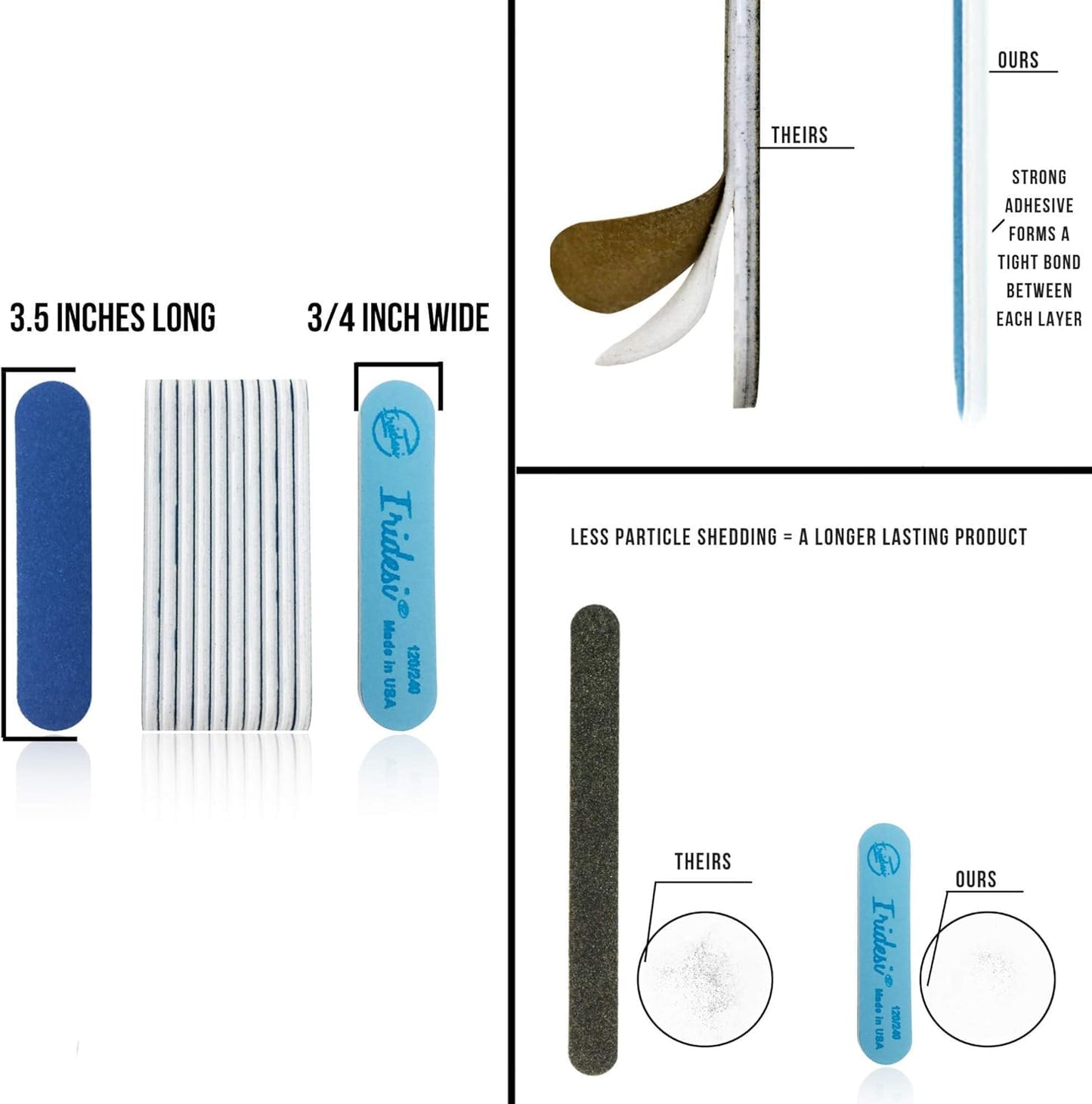 Iridesi Professional Mini Blue Finger Nail Files 120/240 Washable Emery Boards 3-1/2 Inches Long 12 Fingernail Files Per Pack Beauty & Personal Care Iridesi