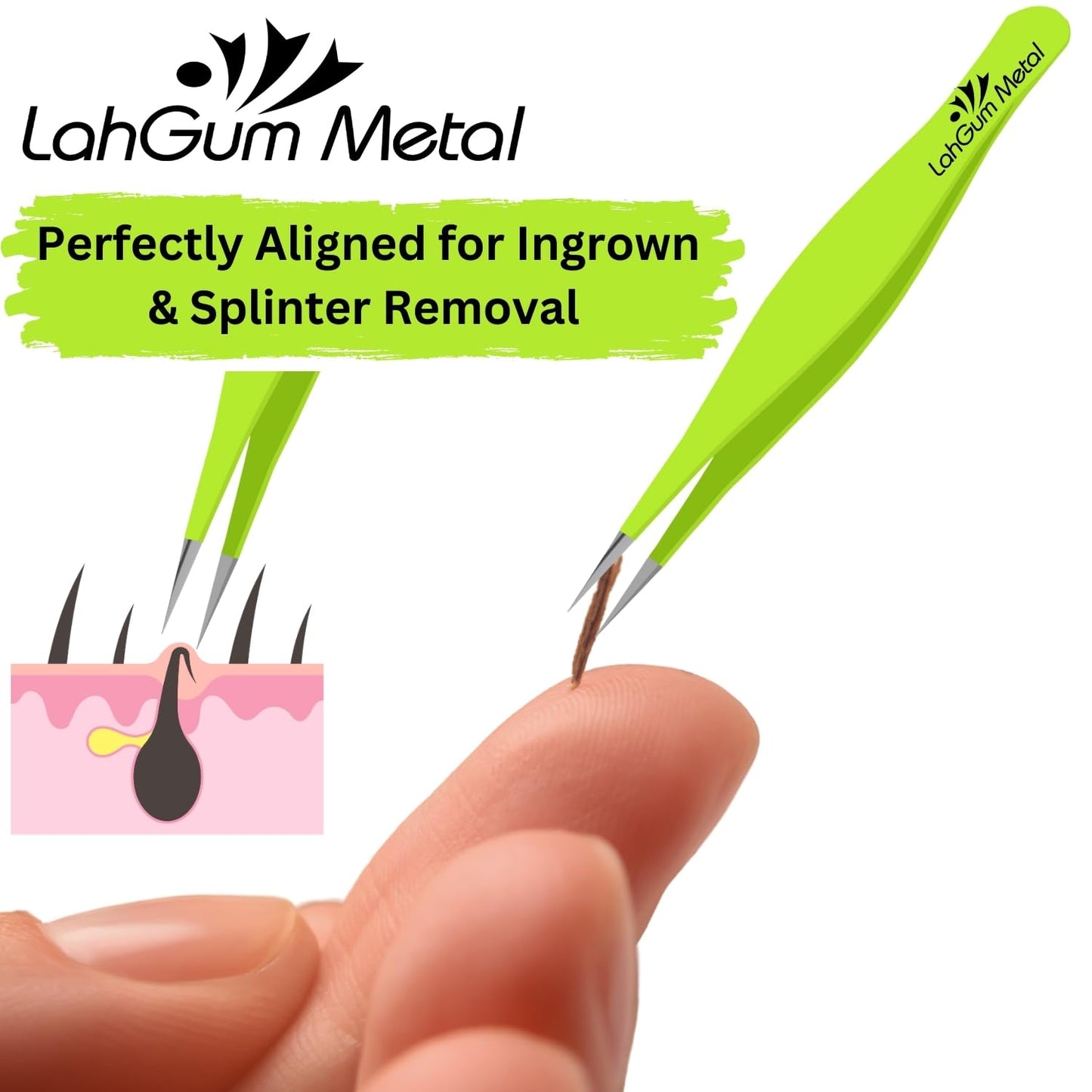 Ultra Fine Sharp Pointed Tweezers Precision, Needle Nose Pointy Tweezers for Ingrown Hair Removal Kit Thin Tweezers Precision Point Tip Eyebrow Beauty and Personal Care LahGum Metal