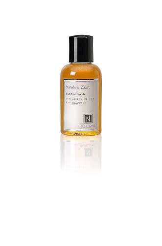 Sunshine Zest Travel Size Bubble Bath with Citrus & Eucalyptus Scent by Nabila K - Essential Oils, Natural Ingredients for Sensitive Skin, Gentle Beauty & Personal Care Nabila K