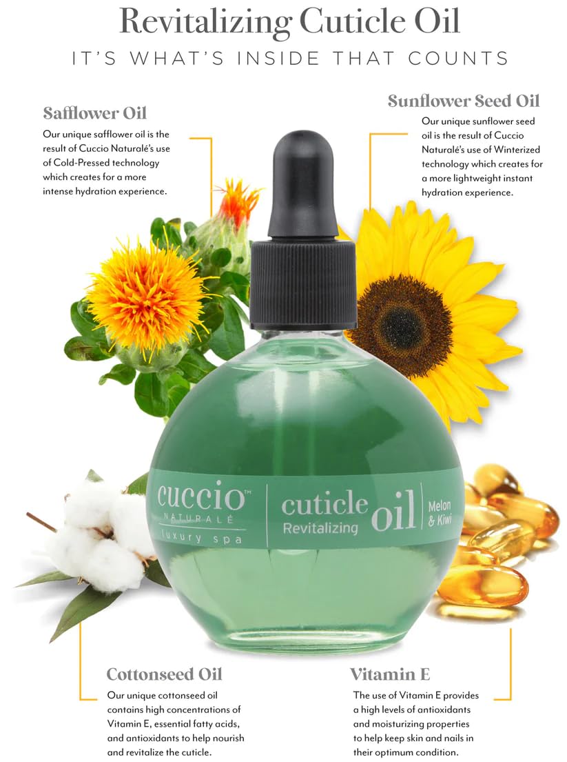 Cuccio Naturale Cuticle Oil - Hydrating Treatment with Melon & Kiwi for Dry Cuticles & Stronger Nails - Lightweight Formula, 2.5 oz Beauty & Personal Care Cuccio
