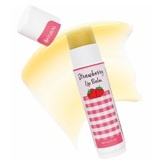 Zatural Strawberry Lip Balm with Shea Butter, Jojoba Oil, Lysine Large 0.5oz - Plant-Based Moisture with Rosehip and Vitamin E - Travel Friendly Beauty and Personal Care Zatural
