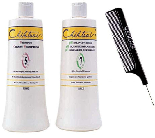 Chihtsai No. 5 SHAMPOO & No. 7 pH BALANCING RINSE Conditioner DUO SET, For Dry, Damaged, Chemically-Treated Hair (w/Sleek Comb) Number 5,7 (34 oz Beauty & Personal Care Chihtsai