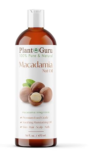 Plant Guru Macadamia Nut Oil 16 fl. oz. Cold Pressed 100% Pure Natural Carrier - Skin, Face, Body, and Hair Moisturizer. Ideal for DIY Creams Beauty & Personal Care Plant Guru