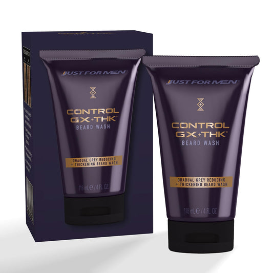 Just for Men Control GX + THK Thickening Beard Wash with Grey Reduction, Alpha Keratin Helps Beard Growth, Thickens Hair Up to 20%, Works with Every Beauty and Personal Care Just for Men