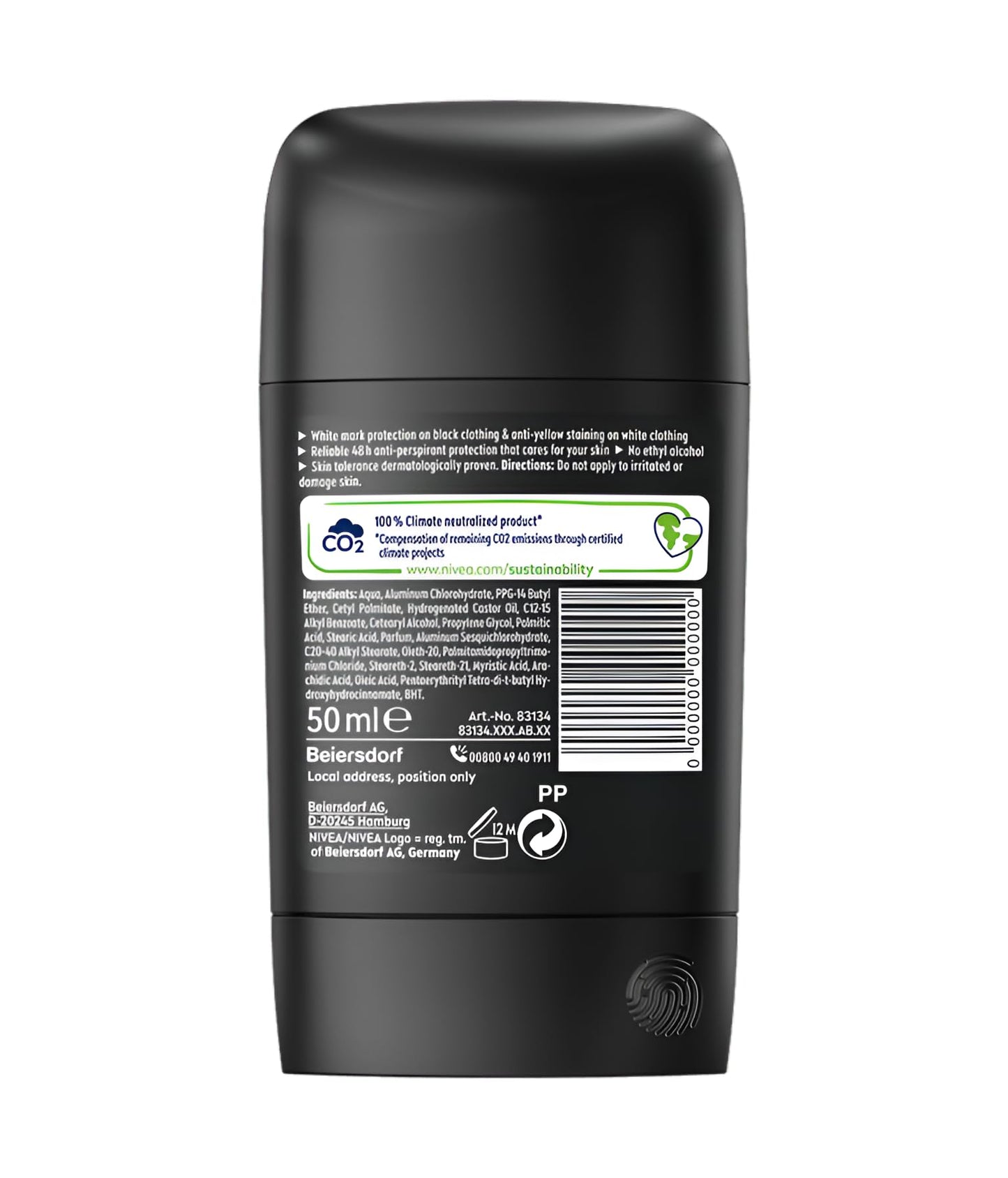 Nivea Black & White Invisible Men Stick Deodorant - 50 ml Beauty and Personal Care NIVEA