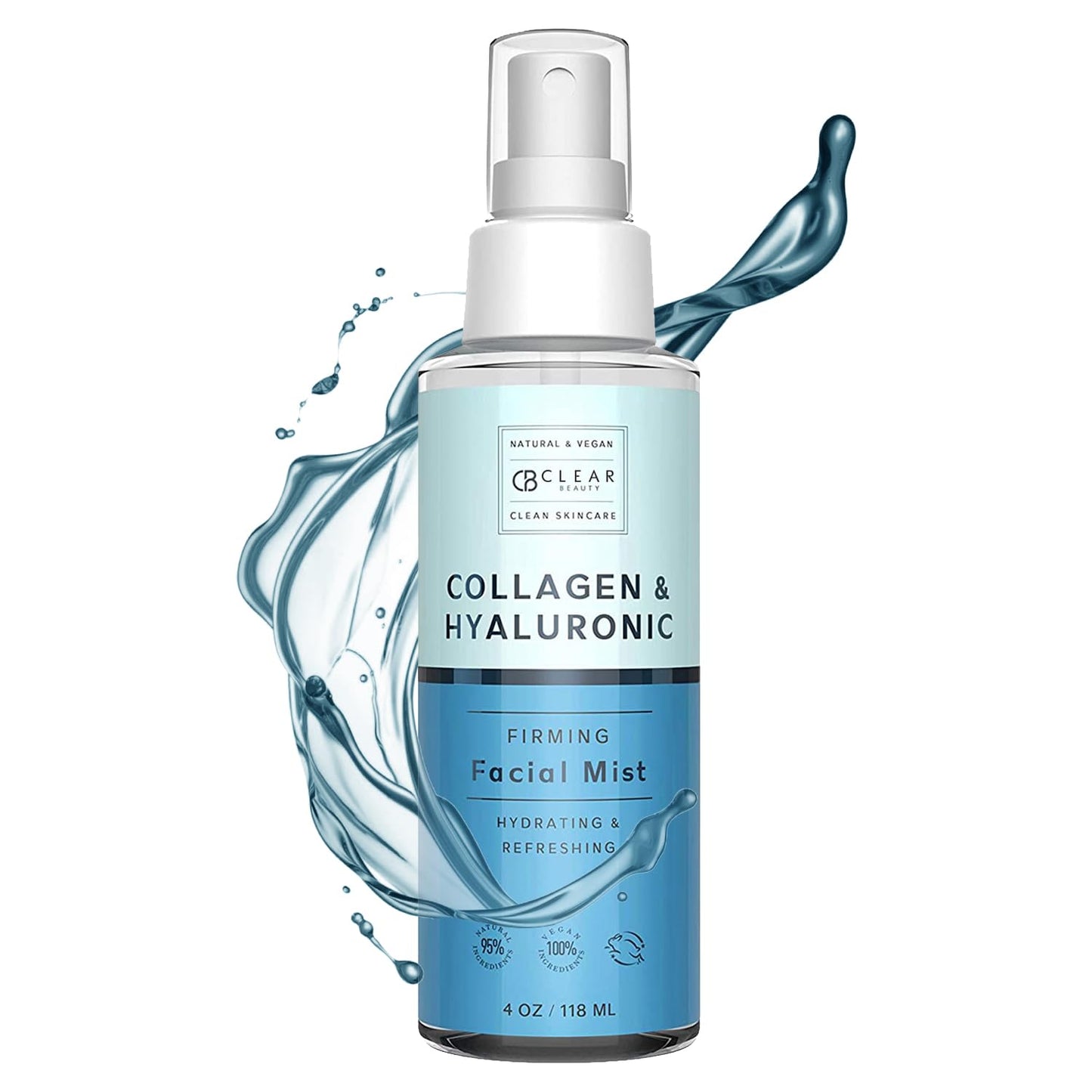 Clear Beauty Hyaluronic Acid & Collagen Face Mist - Dermatologist Tested, Moisturizes & Tones Skin, Anti-Aging, Natural Ingredients, Cruelty-Free, 95% Beauty & Personal Care Clear Beauty