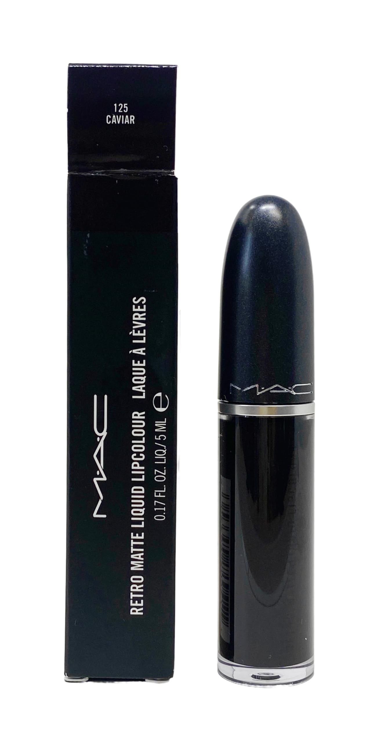 MAC Retro Matte Liquid Lipcolour - 125 Caviar (Black) .17 Fl Oz/5mL Beauty & Personal Care MAC