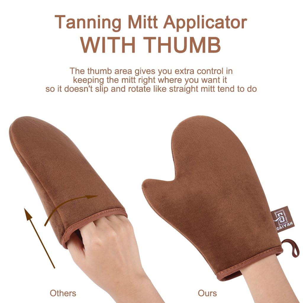 GAIYAH Self Tanning Mitt Applicator Self Tanner Mitt Applicator Tanning Mitts Self Tanner With Thumb Ultra Soft Tanning Glove For Self Tan Mitt Beauty & Personal Care G GAIYAH
