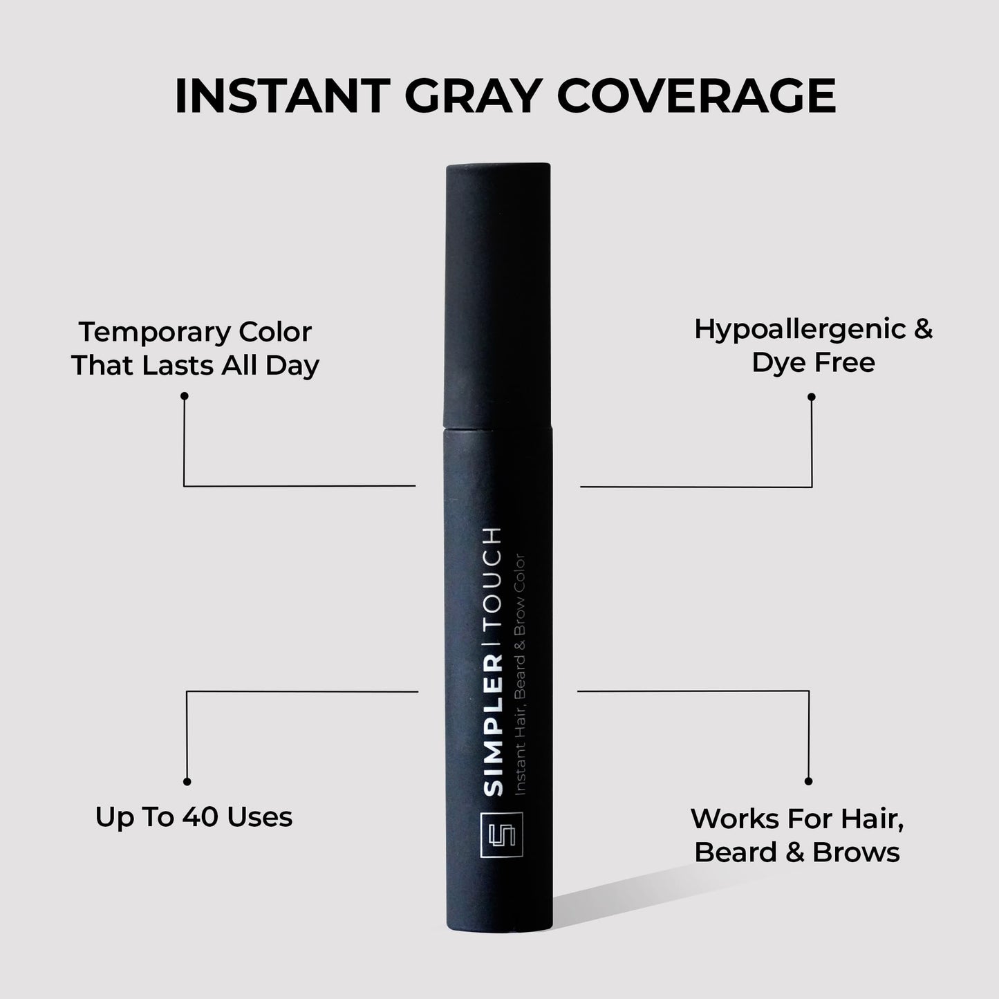 Simpler Hair Color Touch Up Temporary Beard Dye for Men for Gray Hair Coverage - Natural, Clean Ingredients - Hypoallergenic Reusable Instant Beard Beauty & Personal Care SIMPLER HAIR COLOR