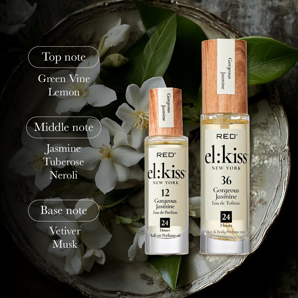 EL:KISS Hair Perfume & Body Mist, Gorgeous Jasmine Inspired by Guc. Flora Eau de Toilette 30mL (1.01 Fl Oz), Hydrating & Long-Lasting, Alcohol Beauty & Personal Care EL:KISS