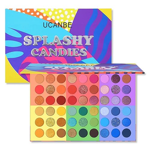 UCANBE 54 Colors Splashy Candies Eyeshadow Palette, Highly Pigmented Matte Shimmer Soft Creamy Glitter Rainbow Bright Powder Eye Shadow Blendable Beauty & Personal Care UCANBE