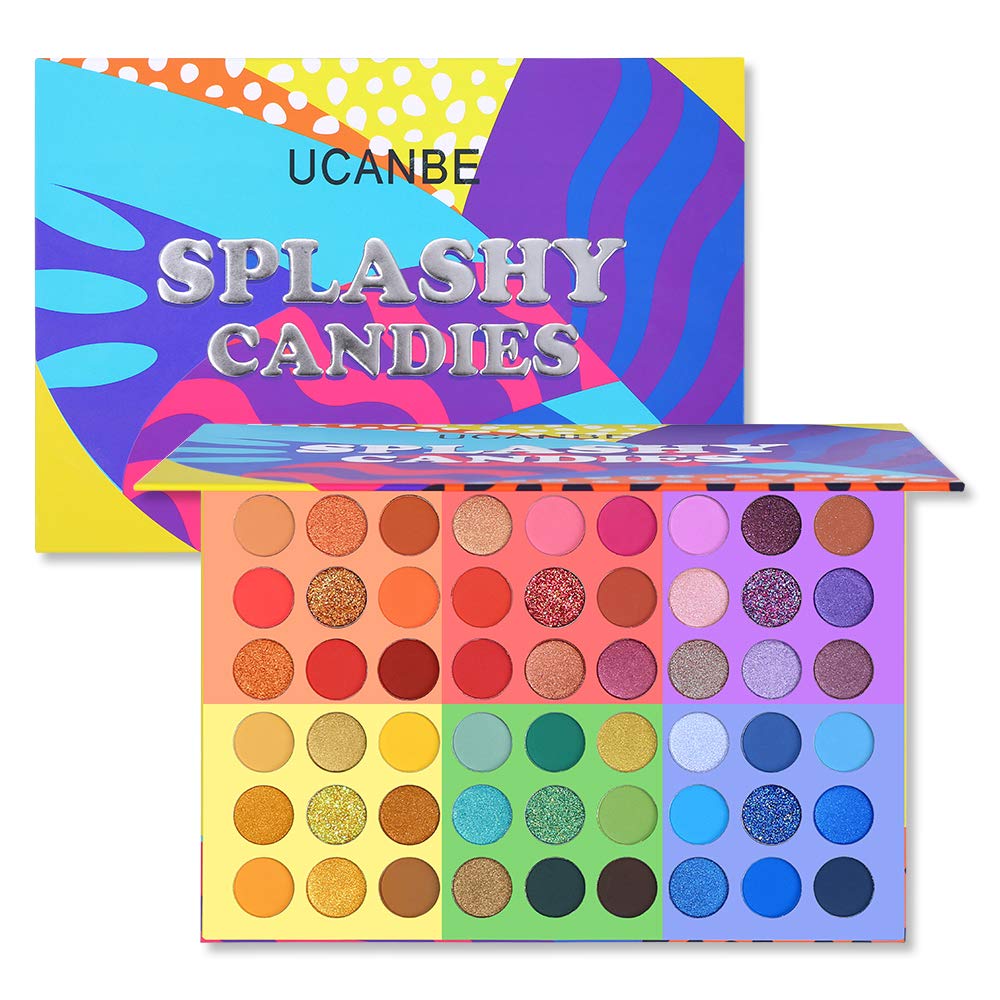 UCANBE 54 Colors Splashy Candies Eyeshadow Palette, Highly Pigmented Matte Shimmer Soft Creamy Glitter Rainbow Bright Powder Eye Shadow Blendable Beauty & Personal Care UCANBE