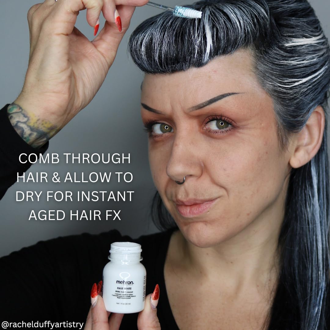 Mehron Makeup Hair White | Washable White Hair Dye | Temporary Hair Color for Theatre, Cosplay, & Halloween 4.5 oz (133 ml) | Made in the USA Beauty & Personal Care Mehron