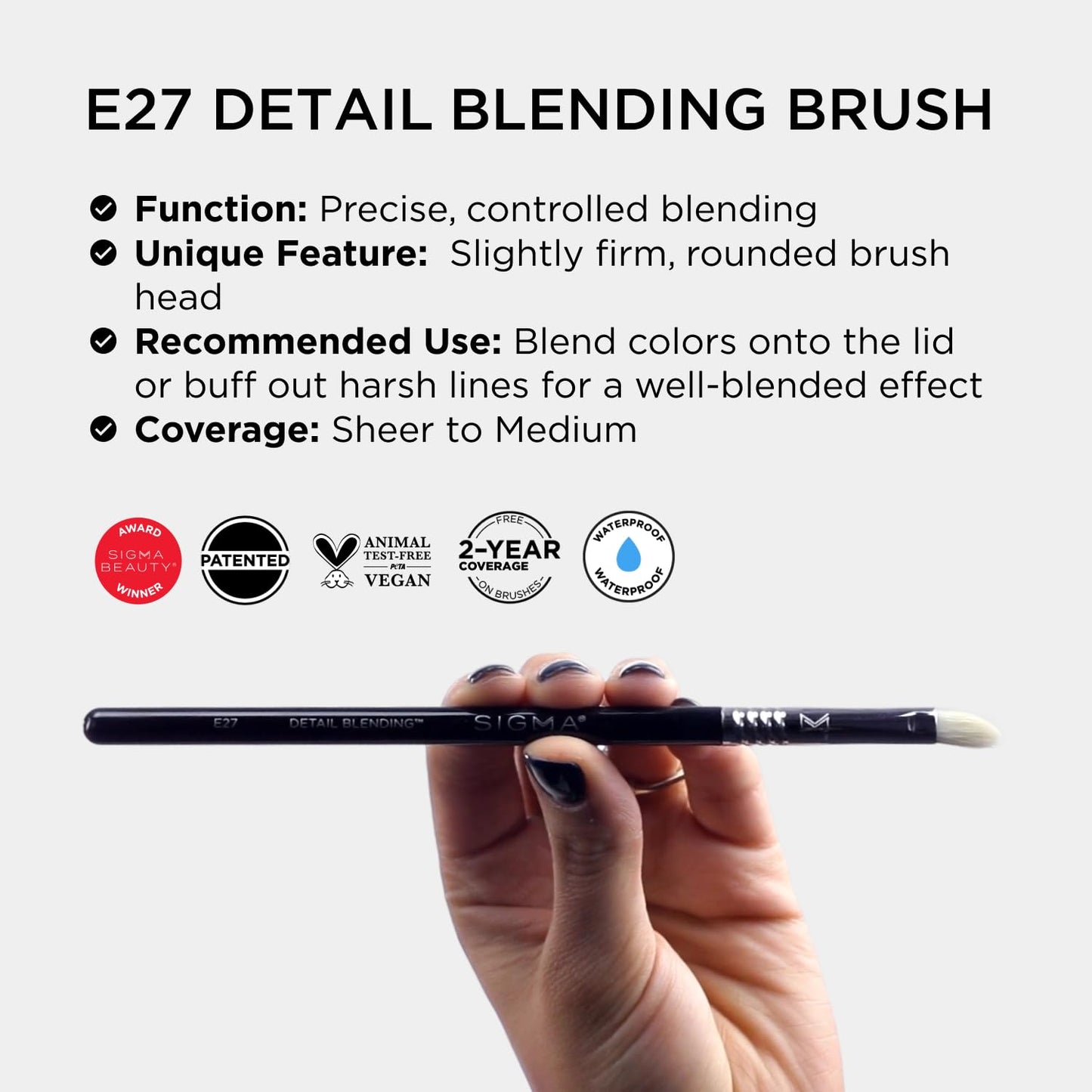 Sigma Beauty Professional E27 Detail Eyeshadow Blending Brush - Eyeshadow Application and Blending Brush - Apply Pigment and Blend Harsh Lines for a Beauty & Personal Care Sigma Beauty