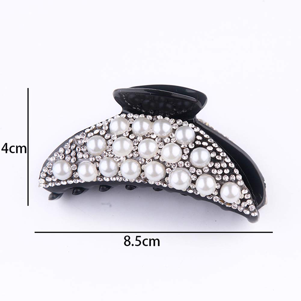 2PCS Womens Rhinestones Hair Claw Jaw Clips Pins Imitation Pearl Hair Catch Barrette Hair Updo Grip Hair Accessories Beauty & Personal Care Suoirblss