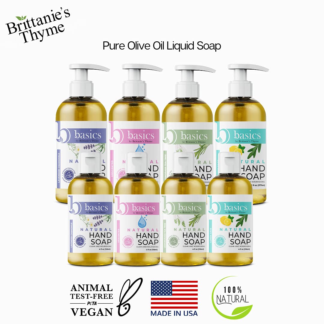 Brittanie's Thyme Basics Natural Olive Oil Hand Soap, Unscented - 12 fl oz, Pack of 3 - Cruelty Free, Vegan, No Synthetic Additives, No Sulfates Beauty & Personal Care Brittanie's Thyme