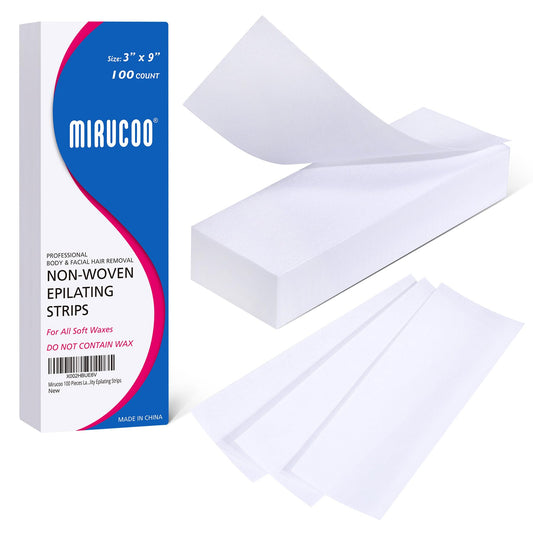 Mirucoo 100 Pieces Large Non-woven Wax Strips for Body and Facial Hair Removal, 3 Inches x 9 Inches Salon Quality Epilating Strips Beauty & Personal Care MIRUCOO